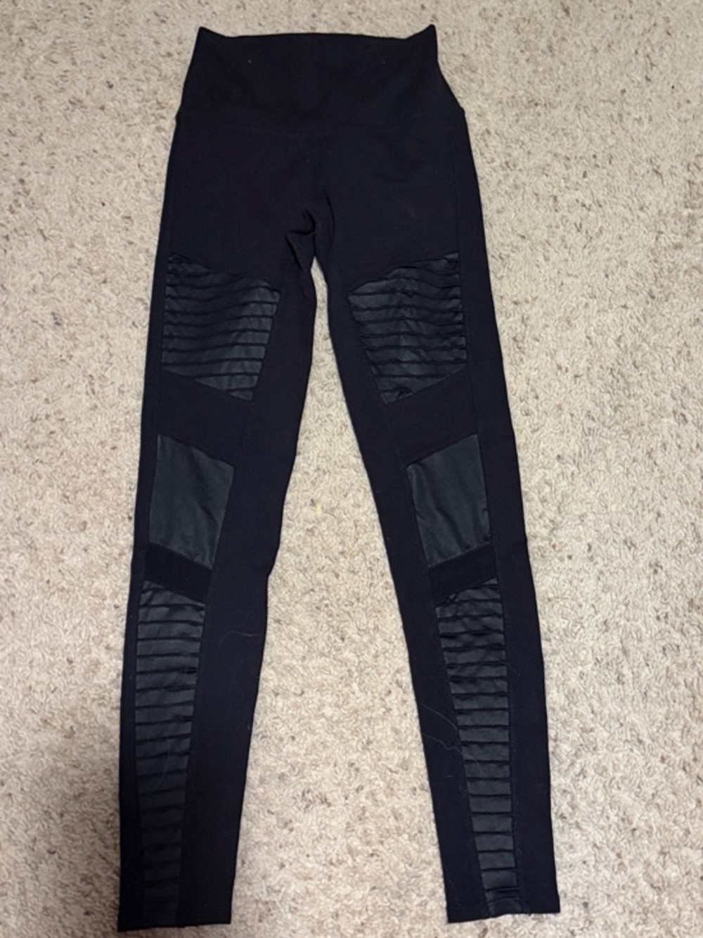 ALO Yoga Black High-Waist Moto Panel Jeggings